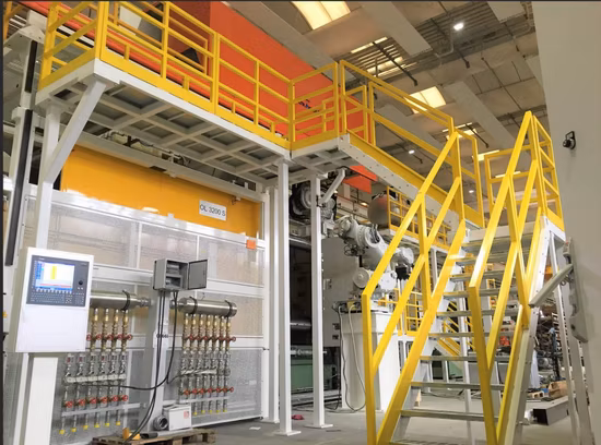 Trabajo de elevación de acero de aluminio personalizado/plataforma de escenario suspendida de trabajo con escaleras y rieles