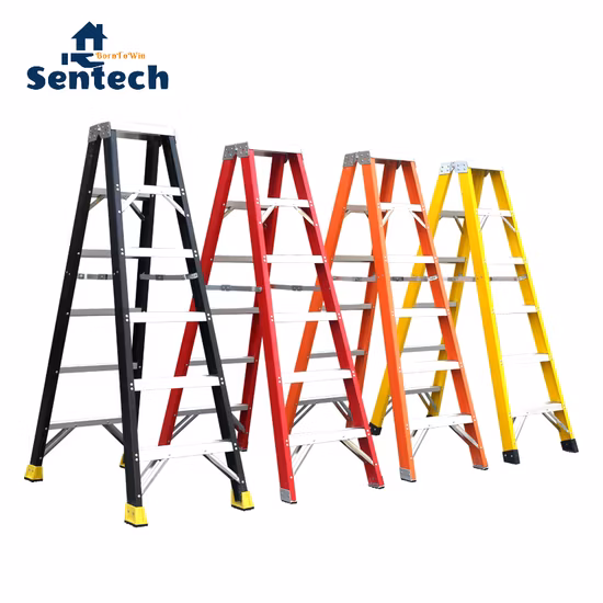 Escalera tipo A de doble cara de fibra de vidrio